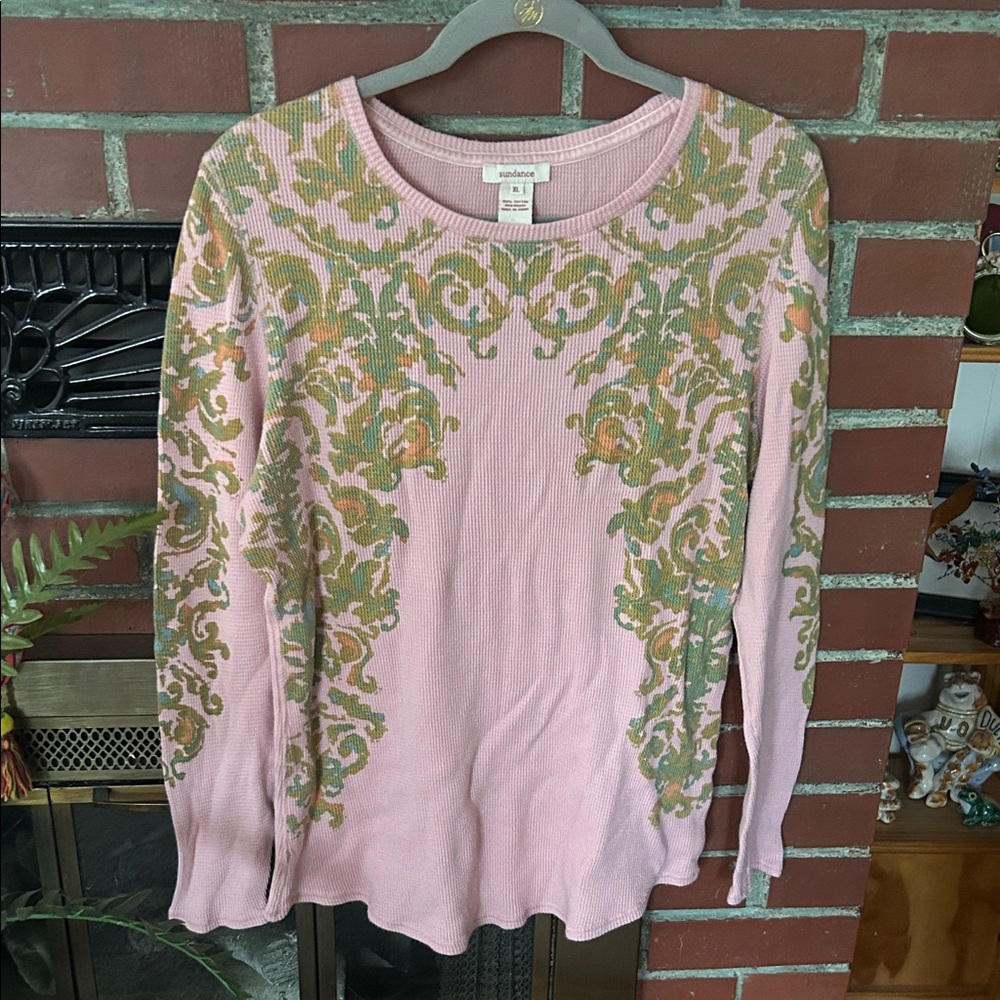 Sundance Pink and Green Embroidered Sweatshirt